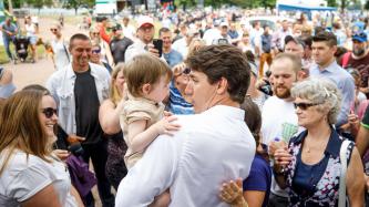 Photo number 1 from the photo gallery Prime Minister Justin Trudeau, Sophie and the kids celebrate St. Jean Baptiste in Valleyfield