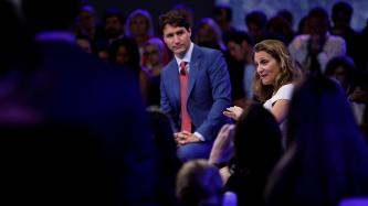 Minister Chrystia Freeland speaks during a discussion.