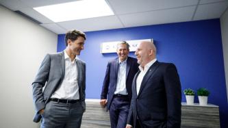 PM Trudeau speaks with Canada Goose CEO Dani Reiss