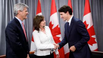 PM Trudeau greets CEOs Jean Case and Steve Case