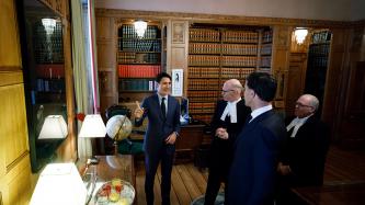 PMs Trudeau and Rutte talk with Speakers Regan and Furey