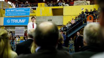 PM Trudeau addresses the crowd