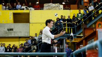PM Trudeau addresses the crowd