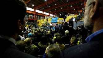 PM Trudeau addresses the crowd