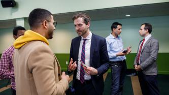 MP Lightbound speaks to a man