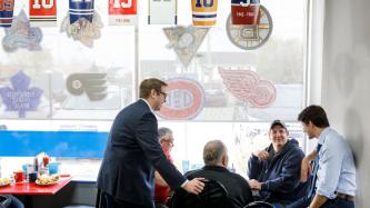 MP Bittle and PM Trudeau speak with diner customers