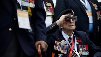 A Canadian veteran render the military salute