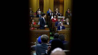 Prime Minister Trudeau stands in the House of Commons