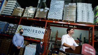 PM Trudeau speaks at the podium