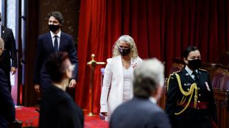 PM Trudeau and GG Julie Payette enter the Senate chamber