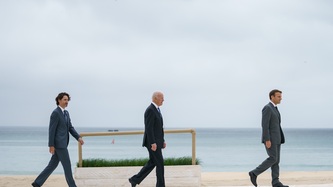 PM Trudeau walks with other leaders at G7