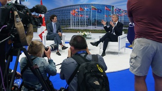 PM Trudeau meets with Secretary General Stoltenberg during the NATO summit