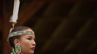 A Cowessess First Nation woman is profiled in portrait style