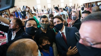 PM Trudeau takes selfies with the crowd