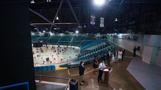 PM Trudeau speaks at the podium