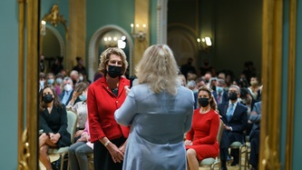 Minister Jaczek reads an Oath of Office held by Interim Clerk Janice Charette