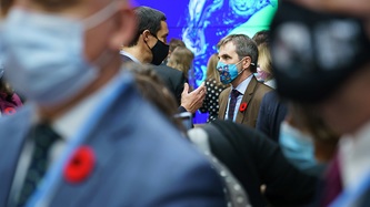 Minister Steven Guilbeault in a crowd of people