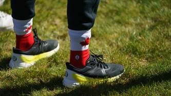 Vue des chaussettes de l’équipe canadienne de soccer féminin 