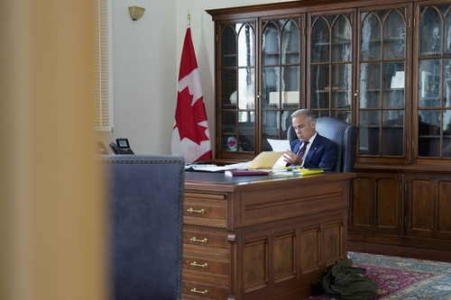Prime Minister Carney is in his office and preparing for a meeting with chief executive officers of the automotive industry.