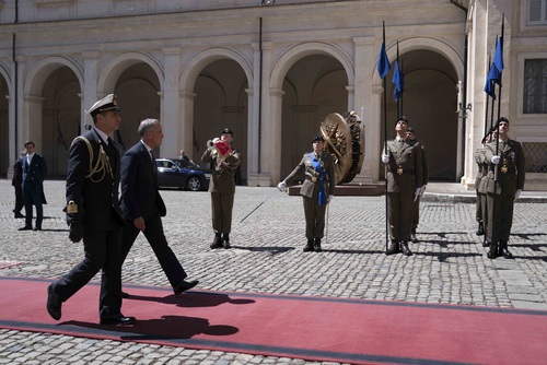 Prime Minister Mark Carney arrives at Quirinal Palace to meet with President Sergio Mattarella.  