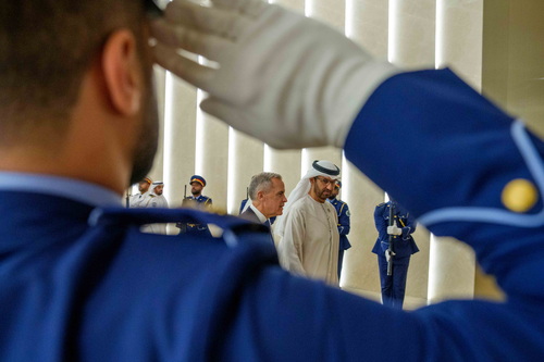 Prime Minister Mark Carney, accompanied by UAE’s Minister of Industry and Advanced Technology, His Excellency Dr. Sultan b...